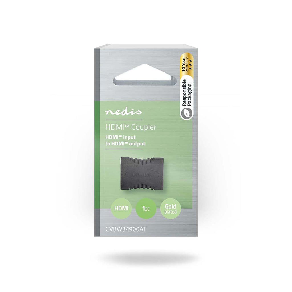 HDMI™ adapter | HDMI™ Aljzat | HDMI™ Aljzat | Aranyozott | Egyenes | PVC | Antracit | 1 db | Doboz
