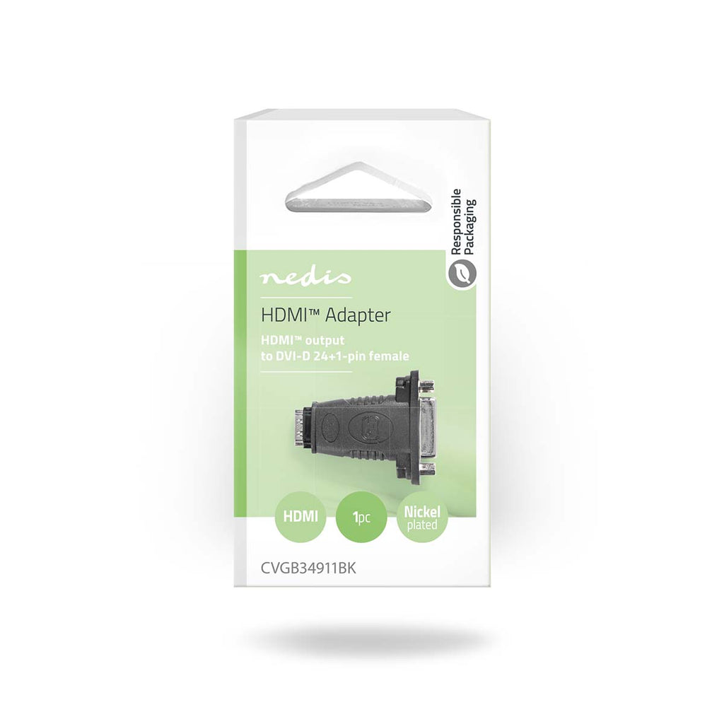 HDMI™ adapter | HDMI™ Aljzat | DVI-D 24+1-Pin Aljzat | Nikkelezett | Egyenes | ABS | Fekete | 1 db | Doboz