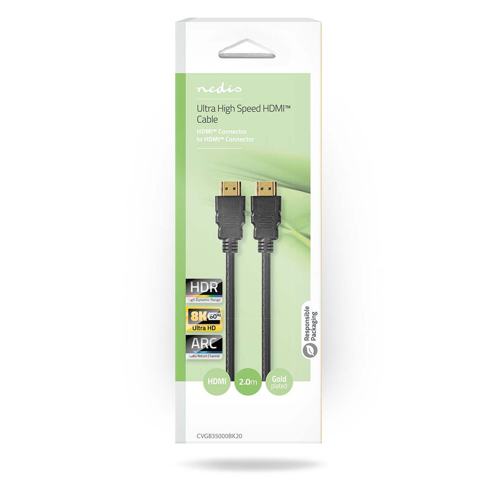 Ultra High Speed HDMI ™ kábel | HDMI™ Csatlakozó | HDMI™ Csatlakozó | 8K@60Hz | 48 Gbps | 2.00 m | Kerek | 6.5 mm | Fekete | Doboz