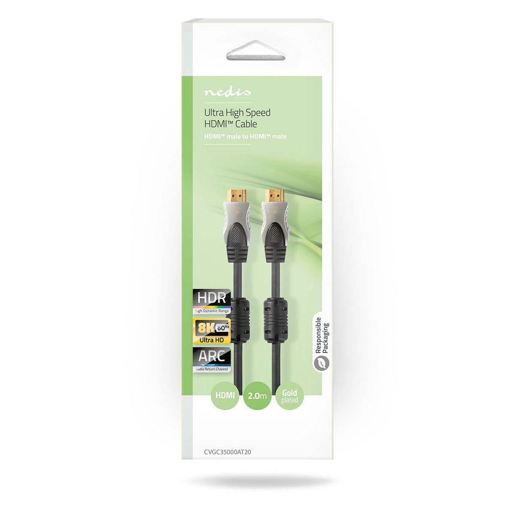 HDMI™ kábel | HDMI™ Csatlakozó | HDMI™ Csatlakozó | 8K@60Hz | Aranyozott | 2.00 m | PVC | Antracit | Doboz