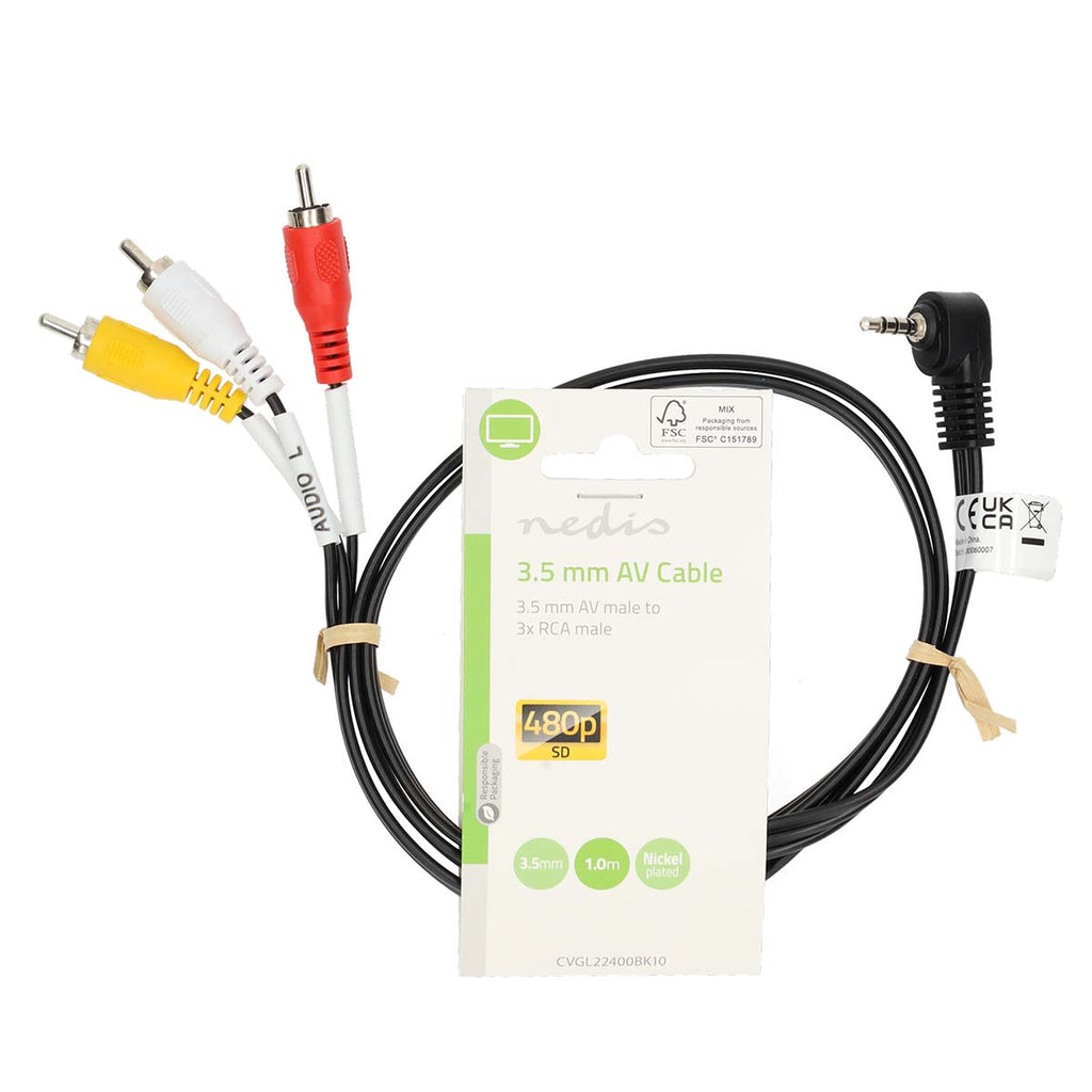 Audio Video kábel | 3.5 mm Dugasz | 3x RCA Dugasz | Nikkelezett | 1.00 m | Kerek | PVC | Fekete-2