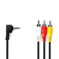 Audio Video kábel | 3.5 mm Dugasz | 3x RCA Dugasz | Nikkelezett | 2.00 m | Kerek | PVC | Fekete-0