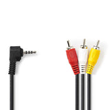 3,5 m-es AV Kábel | 3,5 mm-es AV-dugasz - 3 db RCA Dugasz | 1,0 m | Fekete