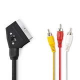 Kapcsolható SCART-kábel | SCART Dugasz - 3 db RCA Dugasz | 1,0 m | Fekete