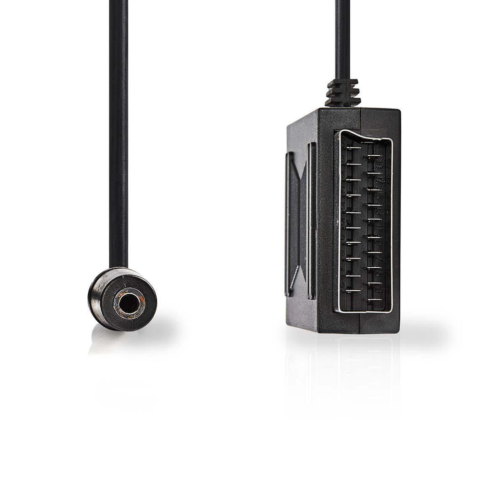 SCART-adapter | SCART Dugasz - SCART-aljzat + 3,5 mm-es Aljzat | 0,2 m | Fekete