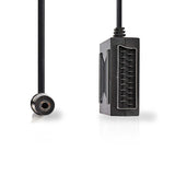 SCART-adapter | SCART Dugasz - SCART-aljzat + 3,5 mm-es Aljzat | 0,2 m | Fekete