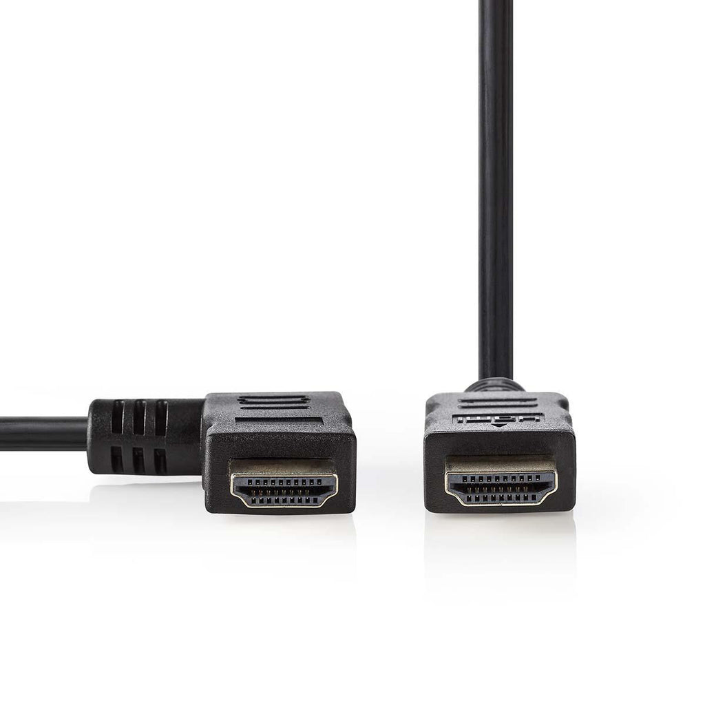 Nagy Sebességű HDMI ™ kábel Ethernet | Bal Hooked HDMI ™ csatlakozó | HDMI™ Csatlakozó | 4K@30Hz | 10.2 Gbps | 1.50 m | Kerek | PVC | Fekete | Műanyag Zacskó