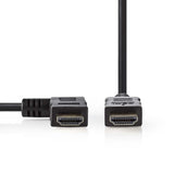 Nagy Sebességű HDMI ™ kábel Ethernet | Bal Hooked HDMI ™ csatlakozó | HDMI™ Csatlakozó | 4K@30Hz | 10.2 Gbps | 1.50 m | Kerek | PVC | Fekete | Műanyag Zacskó