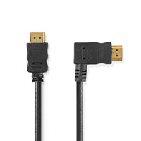 Nagy Sebességű HDMI ™ kábel Ethernet | Jobb Hooked HDMI ™ csatlakozó | HDMI™ Csatlakozó | 4K@30Hz | 10.2 Gbps | 1.50 m | Kerek | PVC | Fekete | Műanyag Zacskó