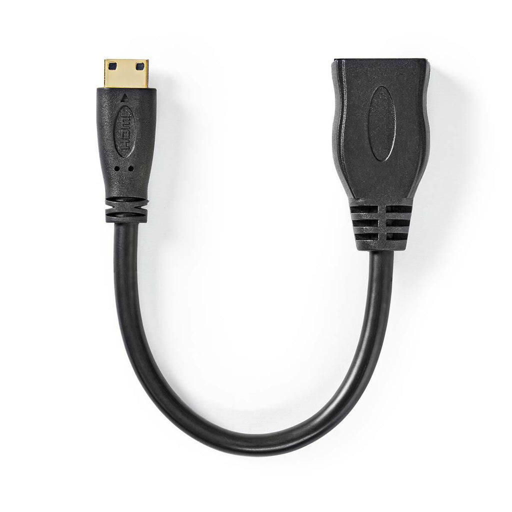 Nagy Sebességű HDMI ™ kábel Ethernet | HDMI™ Csatlakozó | HDMI™ Mini Csatlakozó | 4K@30Hz | 10.2 Gbps | 0.20 m | Kerek | PVC | Fekete | Műanyag Zacskó