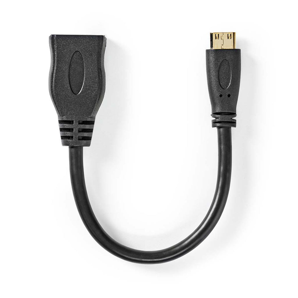 Nagy Sebességű HDMI ™ kábel Ethernet | HDMI™ Csatlakozó | HDMI™ Mini Csatlakozó | 4K@30Hz | 10.2 Gbps | 0.20 m | Kerek | PVC | Fekete | Műanyag Zacskó
