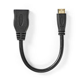 Nagy Sebességű HDMI ™ kábel Ethernet | HDMI™ Csatlakozó | HDMI™ Mini Csatlakozó | 4K@30Hz | 10.2 Gbps | 0.20 m | Kerek | PVC | Fekete | Műanyag Zacskó