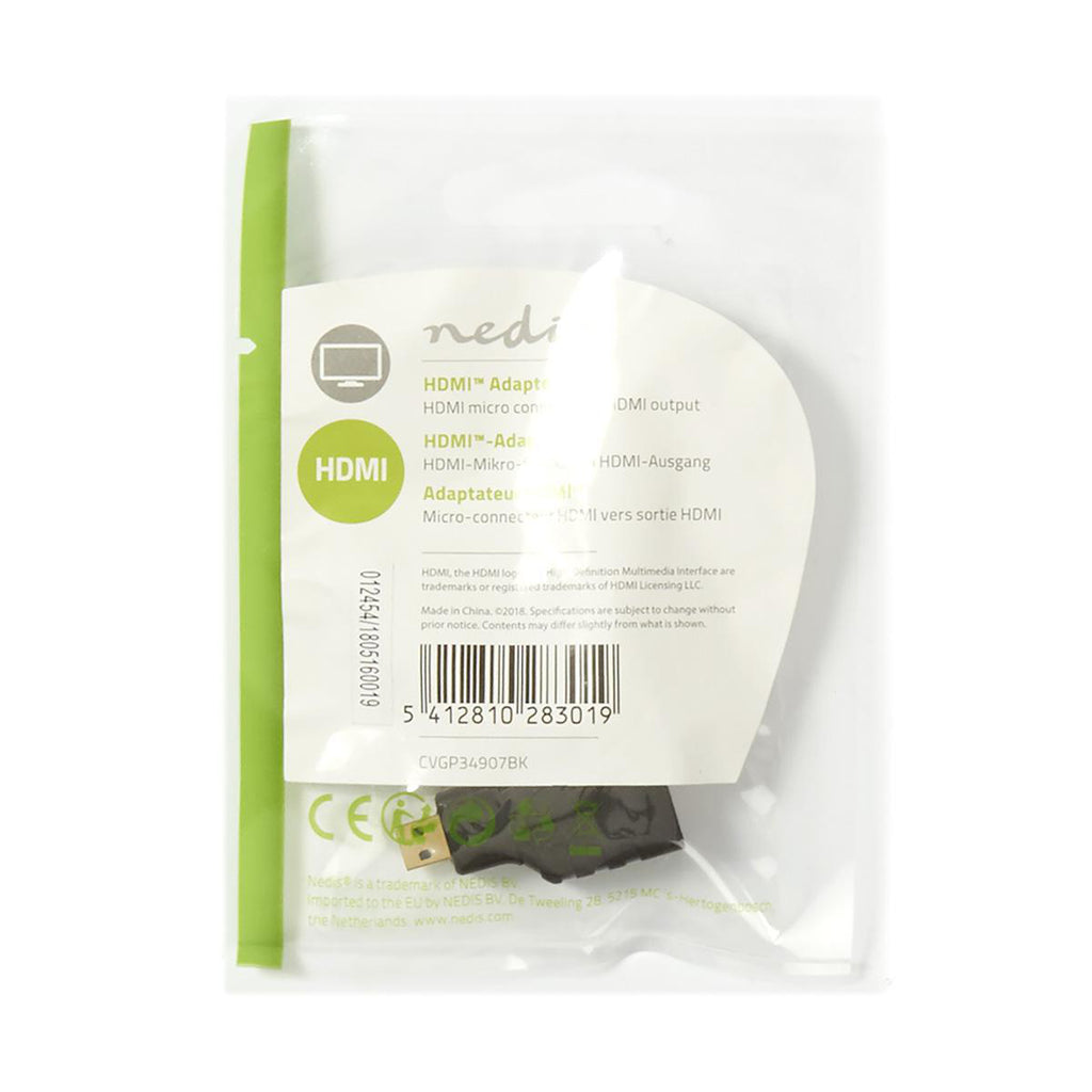 HDMI-adapter | HDMI Mikro-csatlakozó - HDMI-aljzat | Fekete