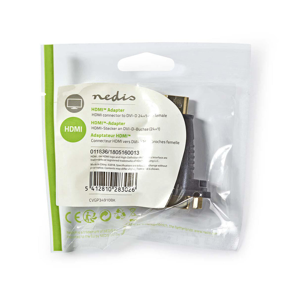 HDMI - DVI-adapter | HDMI-csatlakozó - DVI-I 24+5 tűs Aljzat | Fekete