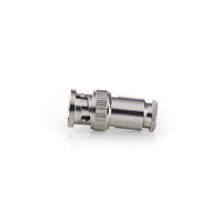 BNC csatlakozó | Egyenes | Dugasz | Nikkelezett | 50 Ohm | Rácsavarható | Bemenő kábel átmérő: 5.0 mm | Acél | Ezüst | 25 db | Műanyag Zacskó