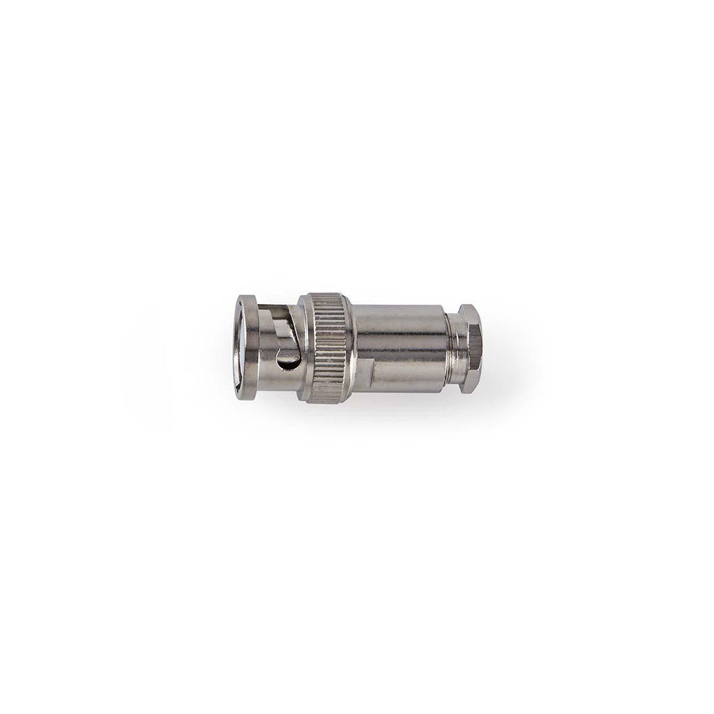 BNC csatlakozó | Egyenes | Dugasz | Nikkelezett | 50 Ohm | Rácsavarható | Bemenő kábel átmérő: 5.0 mm | Acél | Ezüst | 25 db | Műanyag Zacskó