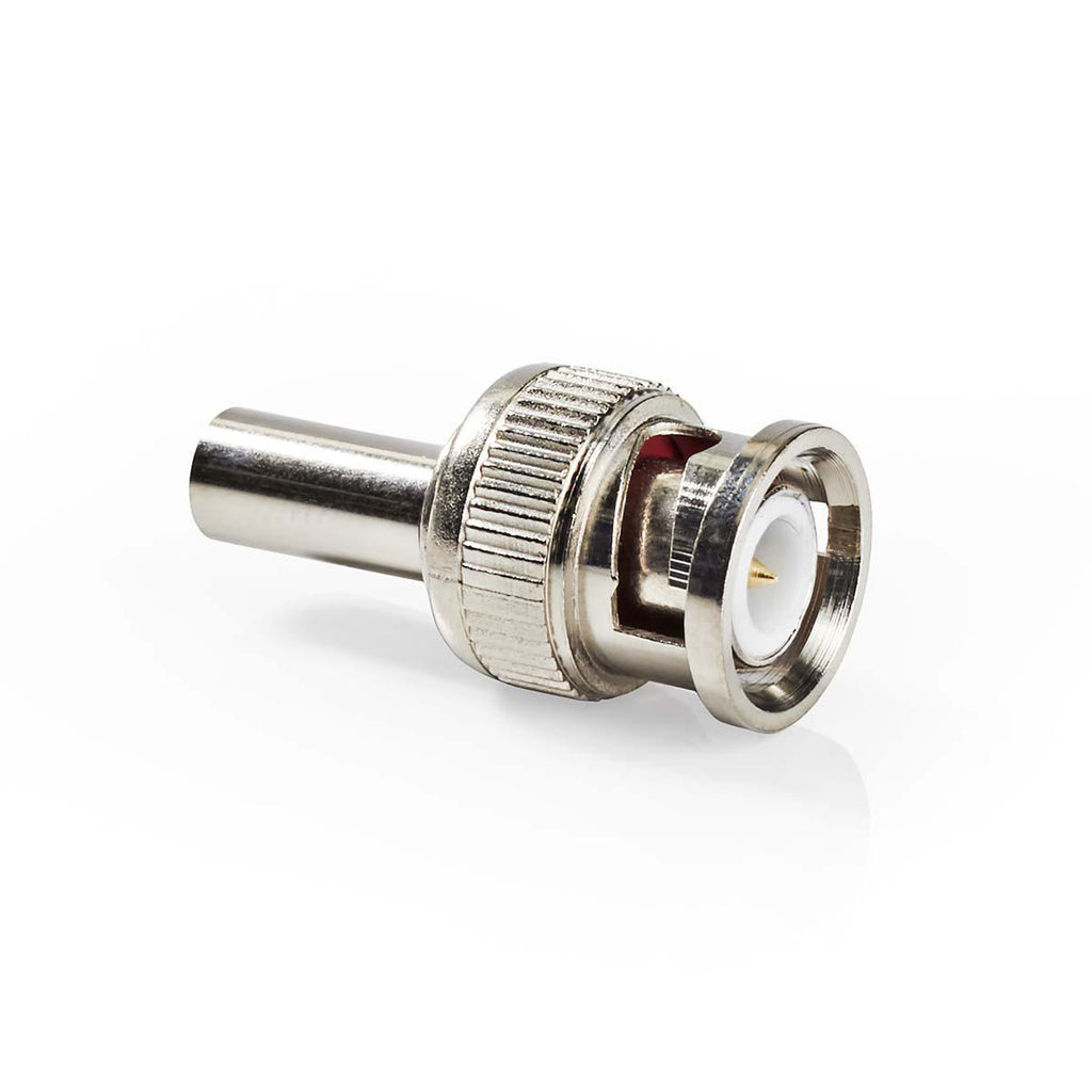 BNC csatlakozó | Egyenes | Dugasz | Nikkelezett | 50 Ohm | Bilincs | Bemenő kábel átmérő: 6.0 mm | Acél | Ezüst | 25 db | Boríték