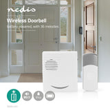 Vezeték nélküli csengő készlet | Elemes Áramellátás | 3 V DC | 2x AA | 1x CR2032 | Elemmel | Hangerő: 80 dB | Jeltartomány: 100 m | IP44 | 36 Dallam | 1 Vevő | Fehér/Szürke