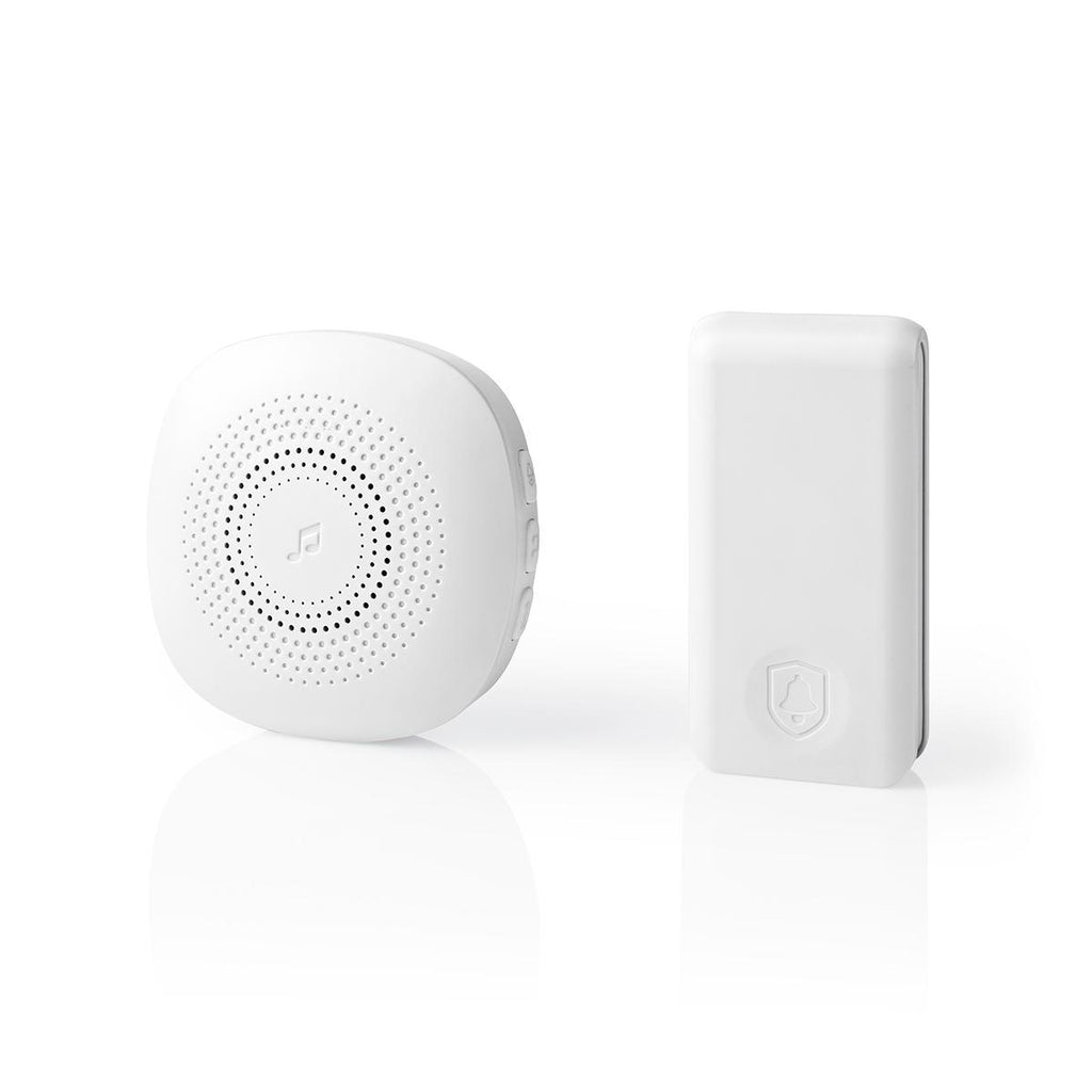 Vezeték nélküli csengő készlet | Hálózati Áramellátás | 220 - 240 V AC 50 Hz | Hangerő: 80 dB | Jeltartomány: 100 m | Állítható hangerő | 36 Dallam | 1 Vevő | Fehér