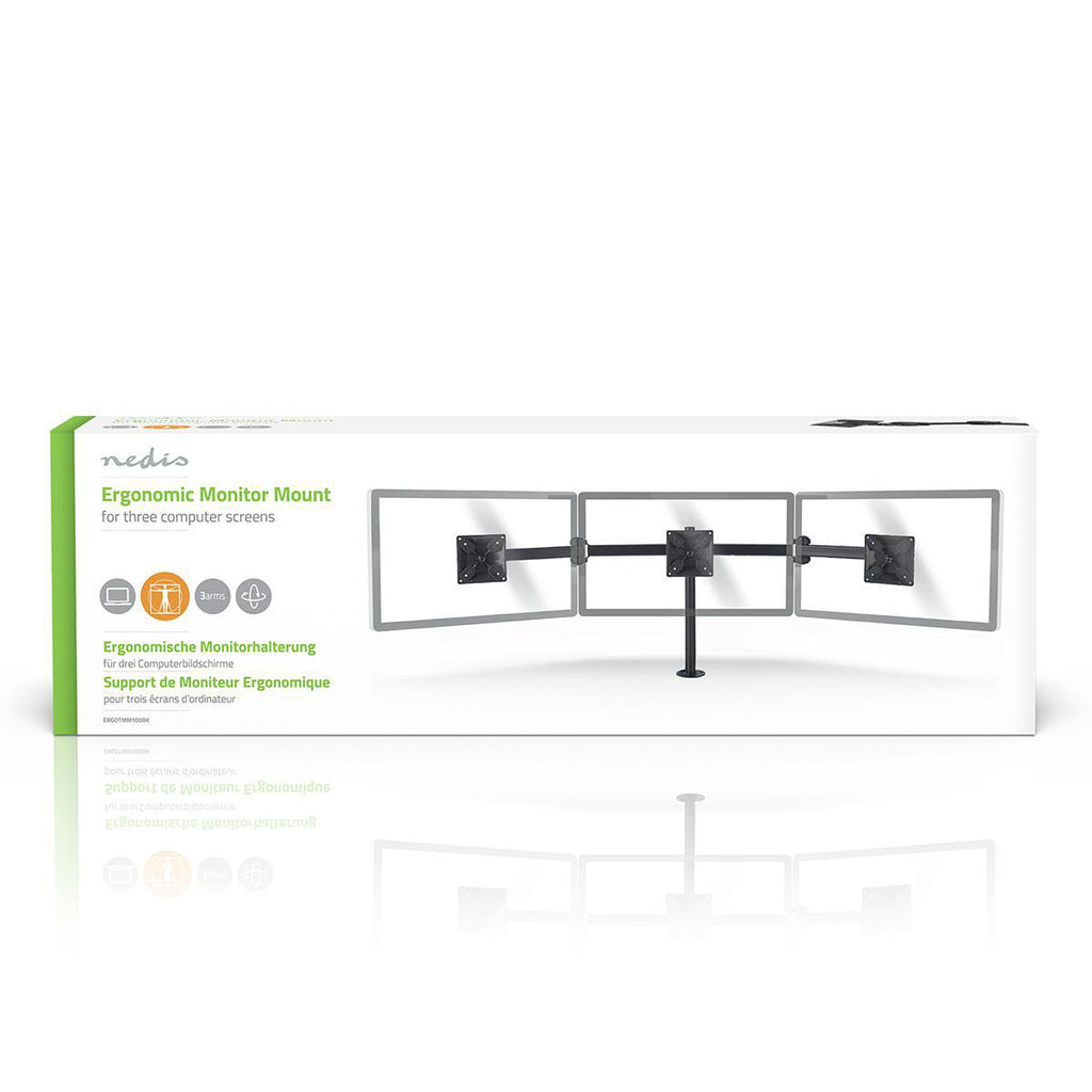 Asztali Monitor Tartó | 3 Képernyő(k) | 14-24 " | 75x75 / 100x100 | Dönthető Forgatható-6