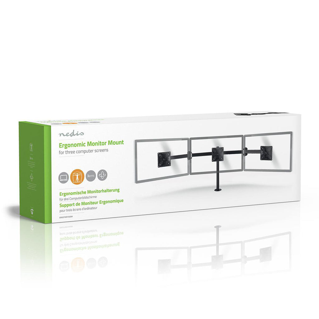 Asztali Monitor Tartó | 3 Képernyő(k) | 14-24 " | 75x75 / 100x100 | Dönthető Forgatható-8