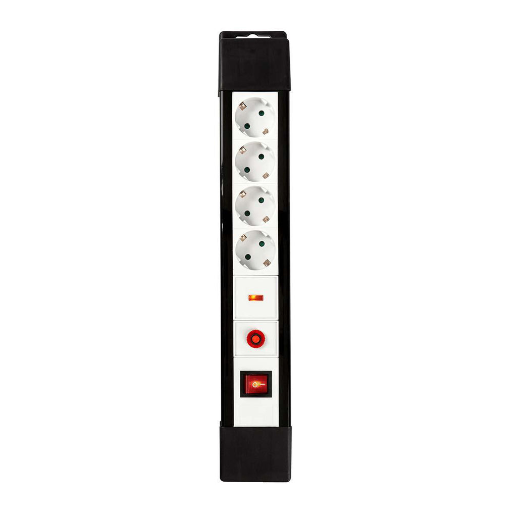 Surge Protected Extension Socket | 4 utas | Schuko / F típus (CEE 7/7) | Túlfeszültség védelem: 13.500 A | 3.00 m | 3500 W | 16 A | Földelés típusa: Oldal Érzékelő | 230 V ~ 50/60 Hz | Aljzat szög: 45 ° | H05VV-F 3G1.5mm² | Integrált kapcsoló | Fekete/Feh