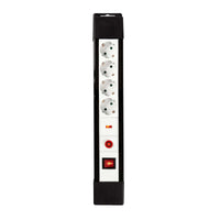 Surge Protected Extension Socket | 4 utas | Schuko / F típus (CEE 7/7) | Túlfeszültség védelem: 13.500 A | 3.00 m | 3500 W | 16 A | Földelés típusa: Oldal Érzékelő | 230 V ~ 50/60 Hz | Aljzat szög: 45 ° | H05VV-F 3G1.5mm² | Integrált kapcsoló | Fekete/Feh