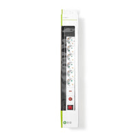 Surge Protected Extension Socket | 6 utas | Schuko / F típus (CEE 7/7) | Túlfeszültség védelem: 13.500 A | 3.00 m | 3500 W | 16 A | Földelés típusa: Schuko | 230 V ~ 50/60 Hz | Aljzat szög: 45 ° | H05VV-F 3G1.5mm² | Integrált kapcsoló | Fekete/Fehér