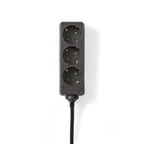 Elosztó | Schuko / F típus (CEE 7/7) | 3 utas | 1.50 m | 3680 W | 16 A | Földelés típusa: Oldal Érzékelő | 230 V ~ 50/60 Hz | Aljzat szög: 45 ° | H05VV-F 3G1.5mm² | Fekete