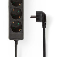 Elosztó | Schuko / F típus (CEE 7/7) | 3 utas | 1.50 m | 3680 W | 16 A | Földelés típusa: Oldal Érzékelő | 230 V ~ 50/60 Hz | Aljzat szög: 45 ° | H05VV-F 3G1.5mm² | Fekete
