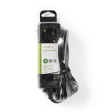 Elosztó | Schuko / F típus (CEE 7/7) | 3 utas | 1.50 m | 3680 W | 16 A | Földelés típusa: Oldal Érzékelő | 230 V ~ 50/60 Hz | Aljzat szög: 45 ° | H05VV-F 3G1.5mm² | Fekete