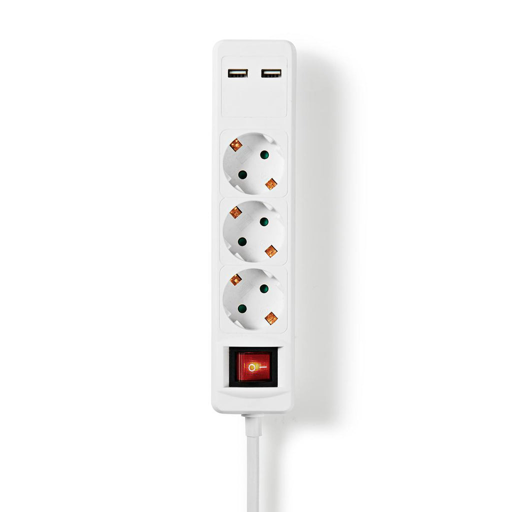 Elosztó | Schuko / F típus (CEE 7/7) | 3 utas | 1.50 m | 3680 W | 16 A | Földelés típusa: Oldal Érzékelő | 230 V ~ 50/60 Hz | Aljzat szög: 45 ° | H05VV-F 3G1.5mm² | Integrált kapcsoló | Fehér