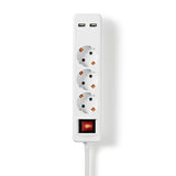 Elosztó | Schuko / F típus (CEE 7/7) | 3 utas | 1.50 m | 3680 W | 16 A | Földelés típusa: Oldal Érzékelő | 230 V ~ 50/60 Hz | Aljzat szög: 45 ° | H05VV-F 3G1.5mm² | Integrált kapcsoló | Fehér