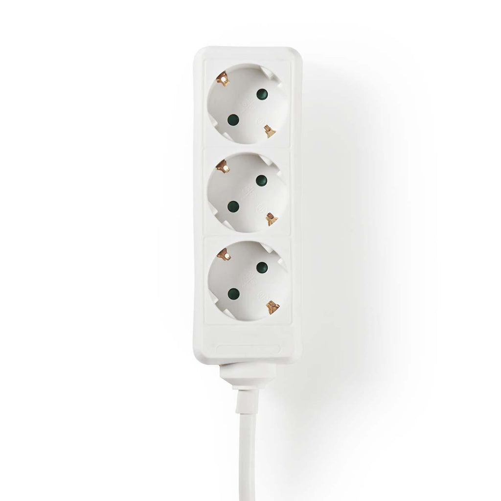 Elosztó | Schuko / F típus (CEE 7/7) | 3 utas | 5.00 m | 3680 W | 16 A | Földelés típusa: Oldal Érzékelő | 230 V ~ 50/60 Hz | Aljzat szög: 45 ° | H05VV-F 3G1.5mm² | Fehér