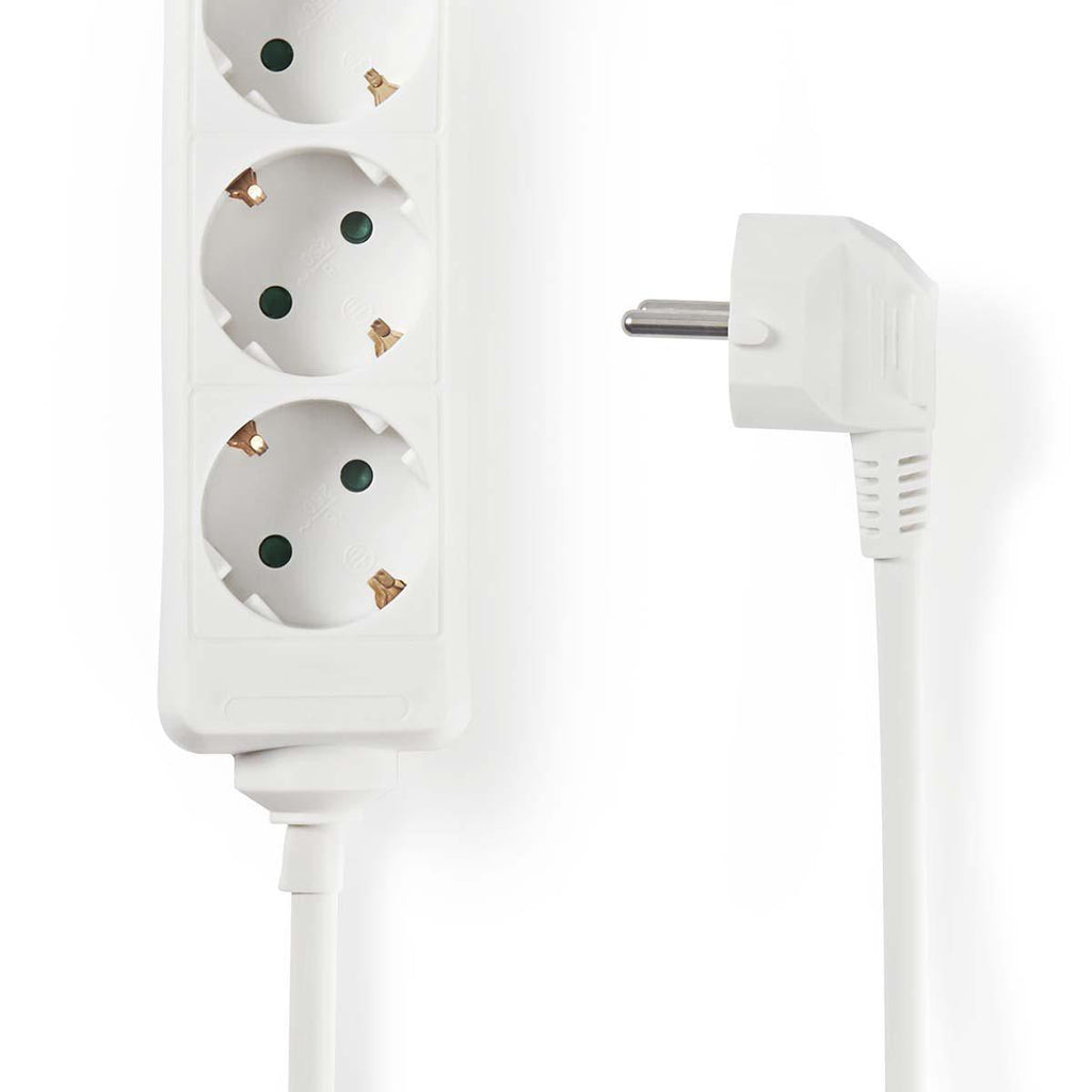 Elosztó | Schuko / F típus (CEE 7/7) | 3 utas | 5.00 m | 3680 W | 16 A | Földelés típusa: Oldal Érzékelő | 230 V ~ 50/60 Hz | Aljzat szög: 45 ° | H05VV-F 3G1.5mm² | Fehér