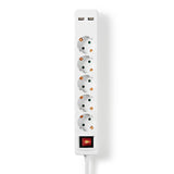 Elosztó | Schuko / F típus (CEE 7/7) | 5 utas | 1.50 m | 3680 W | 16 A | Földelés típusa: Oldal Érzékelő | 230 V ~ 50/60 Hz | Aljzat szög: 45 ° | H05VV-F 3G1.5mm² | Integrált kapcsoló | Fehér