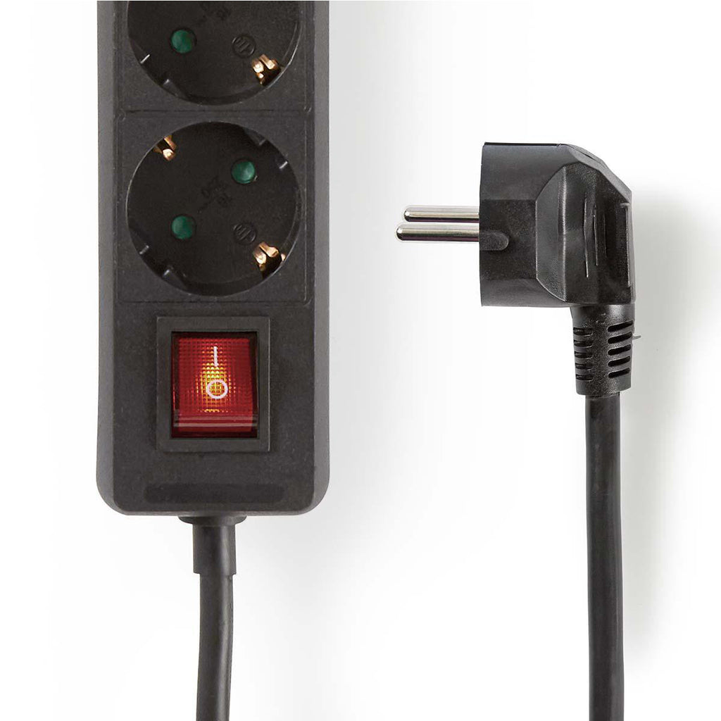 Elosztó | Földelt csatlakozó / F típus (CEE 7/7) | 6 utas | 1.50 m | 3680 W | 16 A | Földelés típusa: Oldal Érzékelő | 230 V AC 50/60 Hz | Aljzat szög: 45 ° | H05VV-F 3G1.5mm² | Integrált kapcsoló | Fekete-1