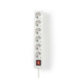 Elosztó | Schuko / F típus (CEE 7/7) | 6 utas | 1.50 m | 3680 W | 16 A | Földelés típusa: Oldal Érzékelő | 230 V ~ 50/60 Hz | Aljzat szög: 45 ° | H05VV-F 3G1.5mm² | Integrált kapcsoló | Fehér