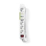Elosztó | Schuko / F típus (CEE 7/7) | 6 utas | 1.50 m | 3680 W | 16 A | Földelés típusa: Oldal Érzékelő | 230 V ~ 50/60 Hz | Aljzat szög: 45 ° | H05VV-F 3G1.5mm² | Integrált kapcsoló | Fehér
