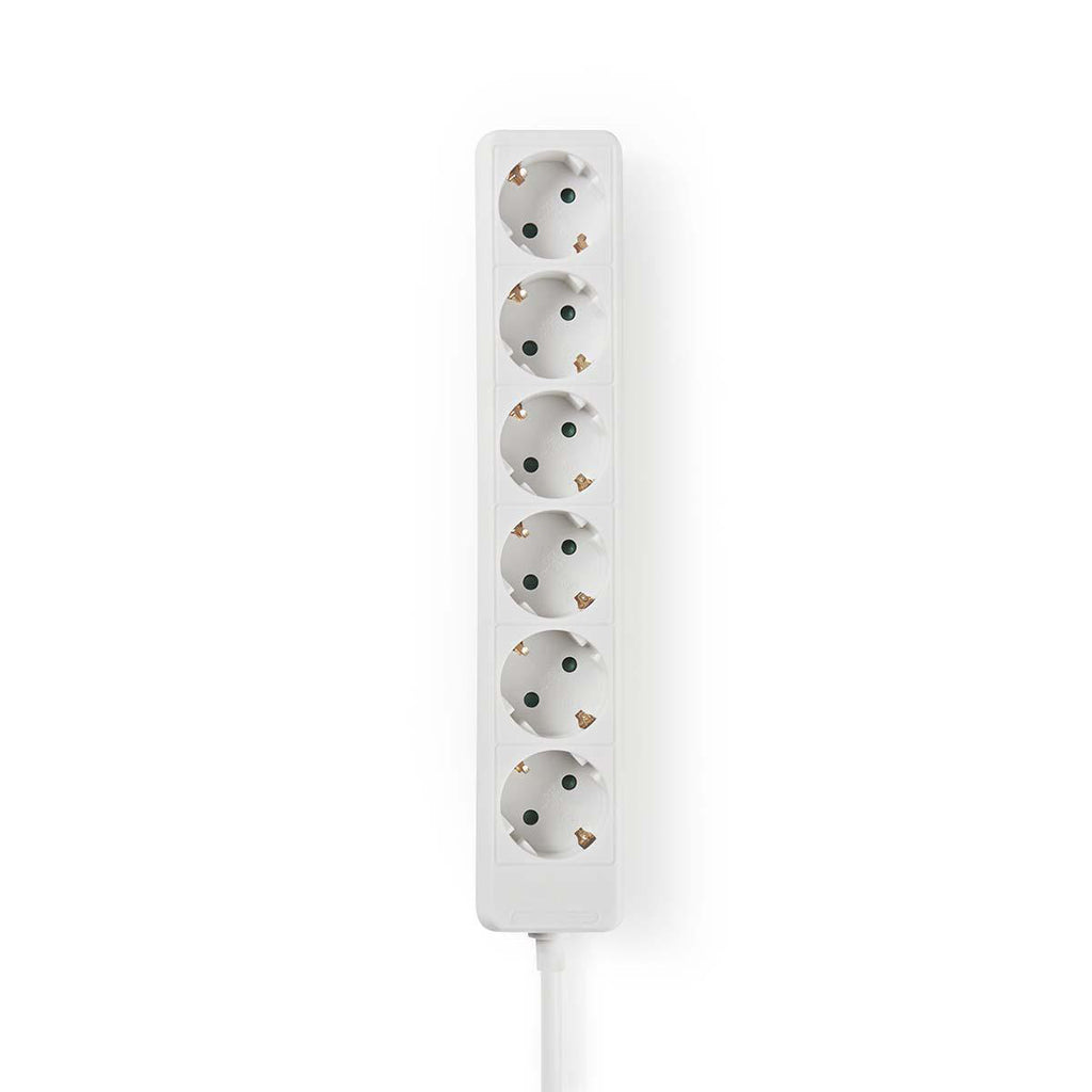 Elosztó | Földelt csatlakozó / F típus (CEE 7/7) | 6 utas | 3.00 m | 3680 W | 16 A | Földelés típusa: Oldal Érzékelő | 230 V AC 50/60 Hz | Aljzat szög: 45 ° | H05VV-F 3G1.5mm² | Fehér