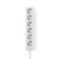 Elosztó | Földelt csatlakozó / F típus (CEE 7/7) | 6 utas | 3.00 m | 3680 W | 16 A | Földelés típusa: Oldal Érzékelő | 230 V AC 50/60 Hz | Aljzat szög: 45 ° | H05VV-F 3G1.5mm² | Fehér