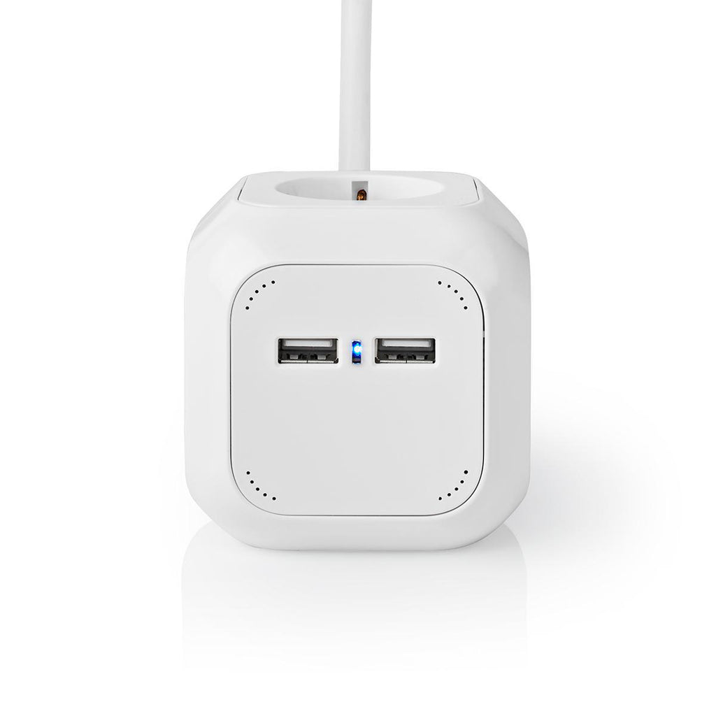 Elosztó | Schuko / F típus (CEE 7/7) | 4 utas | 1.50 m | 3680 W | 16 A | Földelés típusa: Oldal Érzékelő | 230 V ~ 50/60 Hz | Aljzat szög: 90 ° | H05VV-F 3G1.5mm² | Fehér