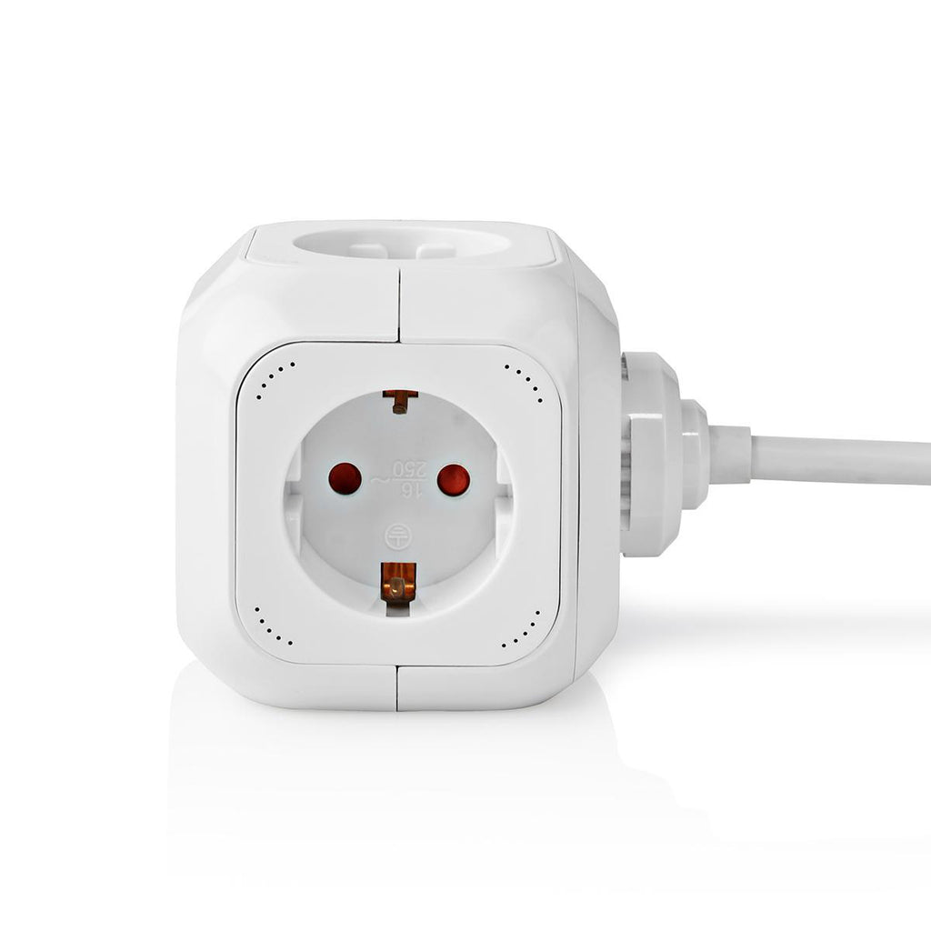 Elosztó | Schuko / F típus (CEE 7/7) | 4 utas | 1.50 m | 3680 W | 16 A | Földelés típusa: Oldal Érzékelő | 230 V ~ 50/60 Hz | Aljzat szög: 90 ° | H05VV-F 3G1.5mm² | Fehér