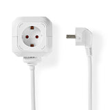 Elosztó | Schuko / F típus (CEE 7/7) | 4 utas | 1.50 m | 3680 W | 16 A | Földelés típusa: Oldal Érzékelő | 230 V ~ 50/60 Hz | Aljzat szög: 90 ° | H05VV-F 3G1.5mm² | Fehér