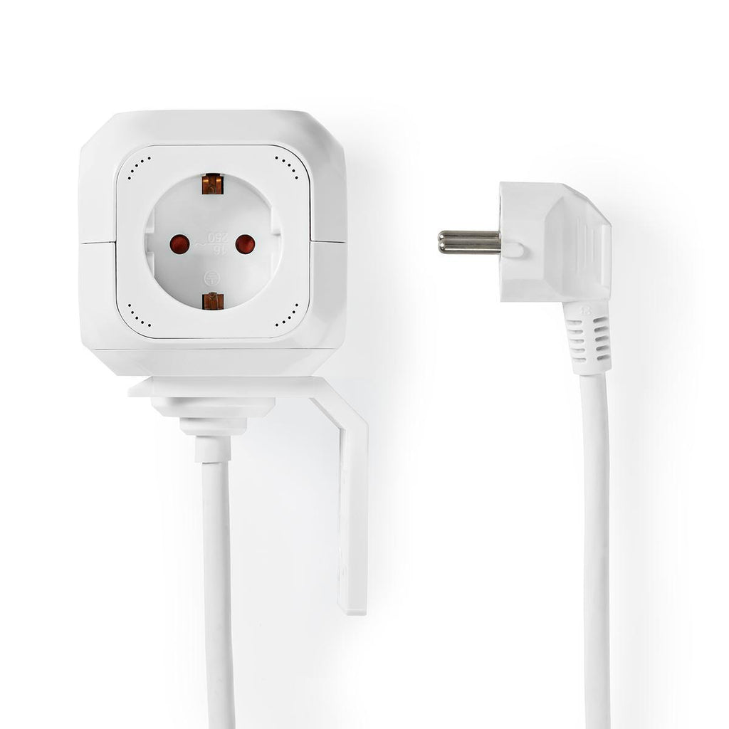 Elosztó | Schuko / F típus (CEE 7/7) | 4 utas | 1.50 m | 3680 W | 16 A | Földelés típusa: Oldal Érzékelő | 230 V ~ 50/60 Hz | Aljzat szög: 90 ° | H05VV-F 3G1.5mm² | Fehér