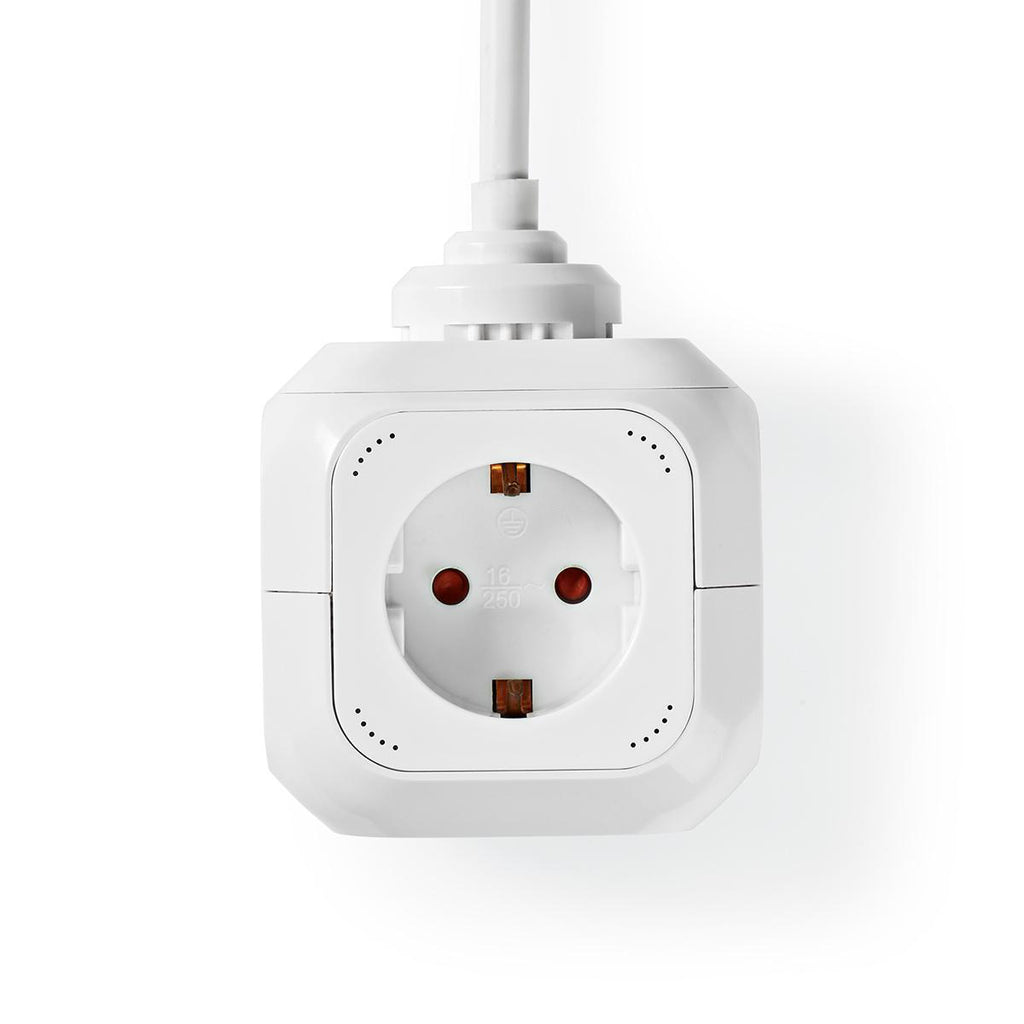 Elosztó | Schuko / F típus (CEE 7/7) | 4 utas | 1.50 m | 3680 W | 16 A | Földelés típusa: Oldal Érzékelő | 230 V ~ 50/60 Hz | Aljzat szög: 90 ° | H05VV-F 3G1.5mm² | Fehér