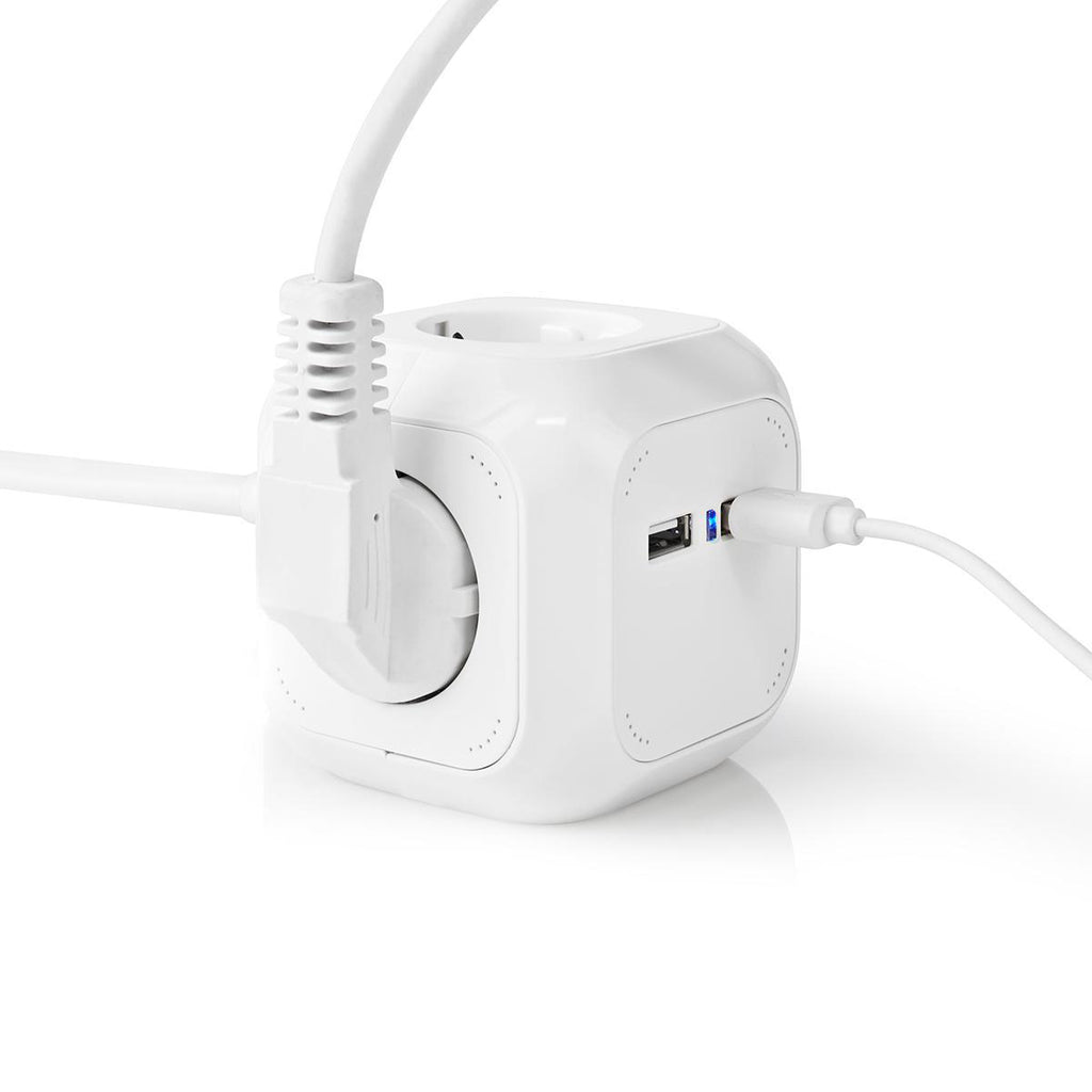 Elosztó | Schuko / F típus (CEE 7/7) | 4 utas | 1.50 m | 3680 W | 16 A | Földelés típusa: Oldal Érzékelő | 230 V ~ 50/60 Hz | Aljzat szög: 90 ° | H05VV-F 3G1.5mm² | Fehér