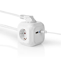 Elosztó | Schuko / F típus (CEE 7/7) | 4 utas | 1.50 m | 3680 W | 16 A | Földelés típusa: Oldal Érzékelő | 230 V ~ 50/60 Hz | Aljzat szög: 90 ° | H05VV-F 3G1.5mm² | Fehér