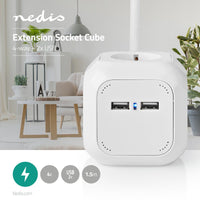 Elosztó | Schuko / F típus (CEE 7/7) | 4 utas | 1.50 m | 3680 W | 16 A | Földelés típusa: Oldal Érzékelő | 230 V ~ 50/60 Hz | Aljzat szög: 90 ° | H05VV-F 3G1.5mm² | Fehér