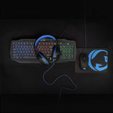 Gaming Combo Kit | 4-in-1 | Billentyűzet, fejhallgató, egér és egérpad | Fekete / Kék | QWERTY | US Kiosztás